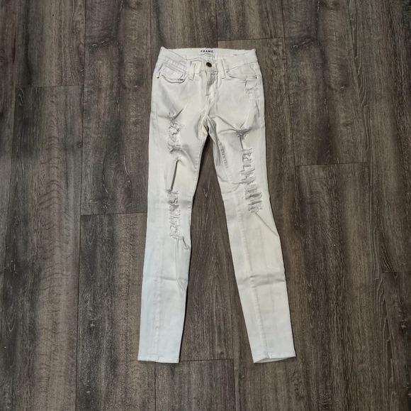 Frame Le Skinny de Jeanne Distressed White Jean - Picture 2 of 7